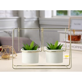 Plantador Romimex Branco/Dourado Baloiço 25 x 17 x 12 cm Duplo de Romimex, Vasos - Ref: D1617412, Preço: 16,29 €, Desconto: %