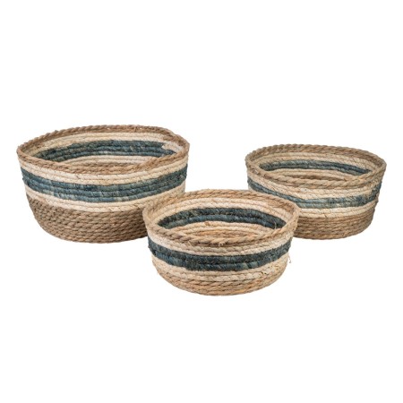 Conjunto de Cestos Romimex Azul Fibra natural 24 x 11 x 24 cm 3 Peças de Romimex, Caixas e baús de arrumação - Ref: D1619473,...