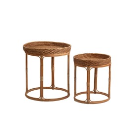 Jeu de 2 tables Romimex Naturel Bambou Rotin 35 x 45 x 35 cm de Romimex, Tables - Réf : D1620110, Prix : 182,69 €, Remise : %