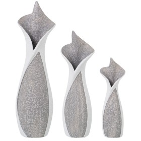 Set de 3 Jarrones Alexandra House Living Blanco Gris Cerámica 14 x 27 x 42 cm (3 Piezas) de Alexandra House Living, Jarrones ...