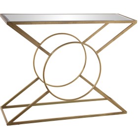 Consola Alexandra House Living Transparente Dourado Metal 100 x 79 x 32 cm de Alexandra House Living, Jogos de móveis - Ref: ...