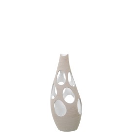 Vase Alexandra House Living Ecru Céramique Rayures Cercles 17 x 17 x 37 cm de Alexandra House Living, Vases - Réf : D1621447,...