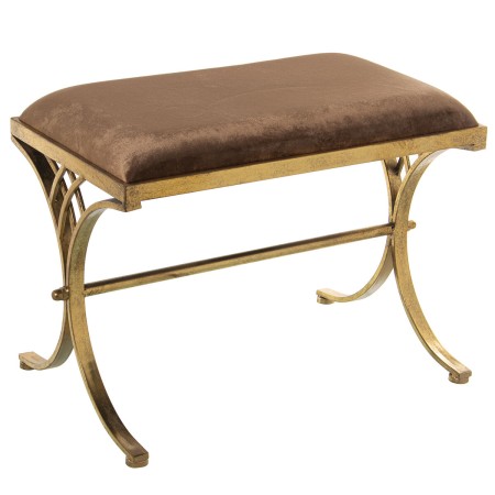 Bench Alexandra House Living Brown Golden Velvet Metal 60 x 46 x 37 cm by Alexandra House Living, Chairs - Ref: D1624748, Pri...