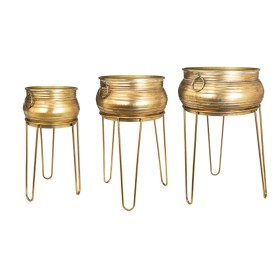 Set de Maceteros Romimex Dorado Metal 47 x 74 x 47 cm 3 Piezas de Romimex, Maceteros - Ref: D1628675, Precio: 226,95 €, Descu...