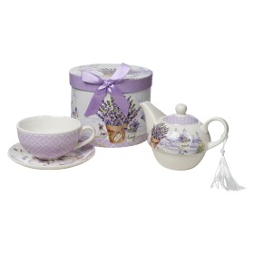 Lot de tasses avec soucoupes Romimex Mauve Céramique 17 x 20 x 17 cm de Romimex, Tasses - Réf : D1628838, Prix : 34,91 €, Rem...