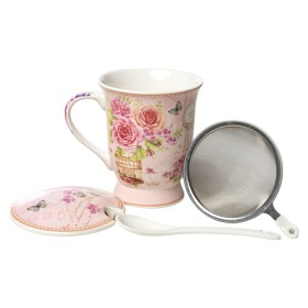 Juego de Tazas con Platos Romimex Rosa Cerámica 14 x 10 x 12 cm de Romimex, Tazas - Ref: D1628839, Precio: 12,66 €, Descuento: %