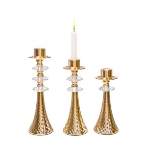 Candleholder Home ESPRIT Yellow Grey Crystal 7 x 7 x 20 cm | Tienda24 - Global Online Shop Tienda24.eu