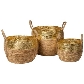 Set di Cesti Romimex Dorato Fibra naturale 31 x 25 x 31 cm 3 Pezzi di Romimex, Scatole e cassapanche - Rif: D1628911, Prezzo:...