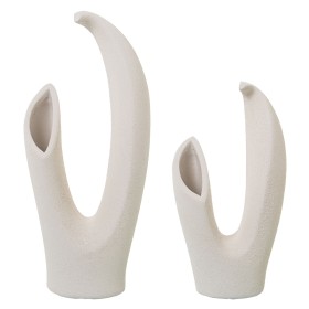 Set of 2 Vases Alexandra House Living Beige Ceramic 19 x 14 x 42 + 18 x 13 x 33 cm by Alexandra House Living, Vases - Ref: D1...