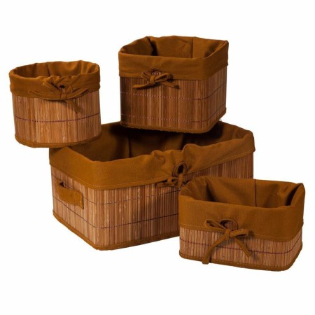 Set of Baskets Alexandra House Living Brown Cloth Bamboo 4 Pieces by Alexandra House Living, Storage boxes and chests - Ref: ...