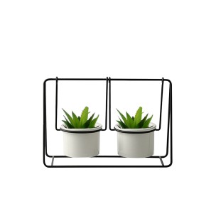 Planter Romimex White Black Metal Ceramic Swing 25 x 17 x 12 cm Double by Romimex, Cachepots - Ref: D1632986, Price: 15,98 €,...