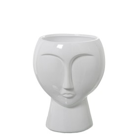 Vase Alexandra House Living Blanc Céramique Brillant Visage 27 x 27 x 35 cm de Alexandra House Living, Vases - Réf : D1621572...