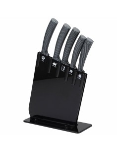 Juego de Cuchillos de Cocina y Soporte Excellent Houseware Tijeras 7 Piezas Negro Madera Acero Inoxidable Polipropileno | Tienda24 Tienda24.eu