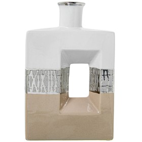 Vase Alexandra House Living Blanc Argenté Céramique 18 x 7 x 28 cm de Alexandra House Living, Vases - Réf : D1621594, Prix : ...