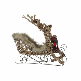 Sledge DKD Home Decor Brown Jute Metal wicker Plastic Reindeer 63 x 20 x 52 cm by DKD Home Decor, Christmas - Ref: S3025433, ...