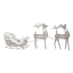 Adorno Navideño DKD Home Decor Luz LED Blanco Mimbre 60 x 30 x 37 cm (3 Piezas) de DKD Home Decor, Navidad - Ref: S3035864, P...