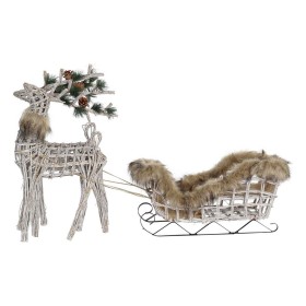 Weihnachtsschmuck DKD Home Decor Rentier Weiß Braun korb 58 x 30 x 30 cm (3 Stücke) von DKD Home Decor, Weihnachten - Ref: S3...