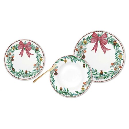 Assietes DKD Home Decor Blanc Rouge Vert Porcelaine Noël 18 Pièces 27 x 27 x 2 cm de DKD Home Decor, Services complets - Réf ...