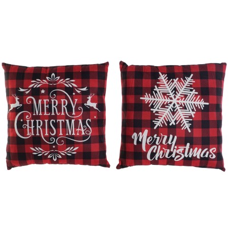 Cojín DKD Home Decor Navidad Blanco Rojo Poliéster Cuadros 40 x 10 x 40 cm (2 Unidades) de DKD Home Decor, Cojines - Ref: S30...