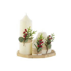 Candle Set DKD Home Decor White Green Christmas 7 x 7 x 15 cm by DKD Home Decor, Christmas - Ref: S3052487, Price: 41,31 €, D...