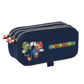 Triple Carry-all Super Mario Navy Blue 21,5 x 10 x 8 cm by Super Mario, Pencil cases - Ref: S4308714, Price: 14,87 €, Discoun...