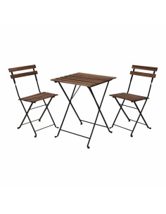 Table set with 2 chairs IPAE Progarden Foldable Acacia Black Natural (3 Pieces) by IPAE Progarden, Garden Furniture Sets - Re...