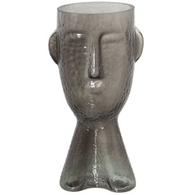 Vase Alexandra House Living Gris Verre Visage 11 x 11 x 29 cm de Alexandra House Living, Vases - Réf : D1621778, Prix : 45,13...