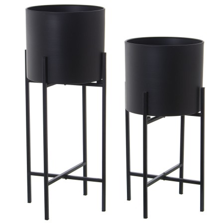 Set de Maceteros Alexandra House Living Negro Metal Con soporte (4 Piezas) de Alexandra House Living, Maceteros - Ref: D16218...