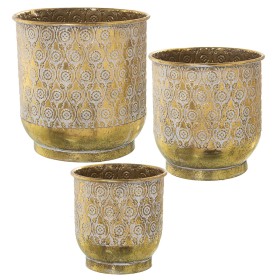 Set of Planters Alexandra House Living White Golden Metal (3 Pieces) by Alexandra House Living, Cachepots - Ref: D1621867, Pr...