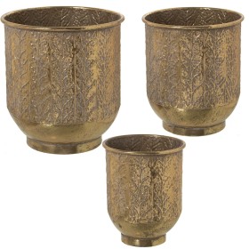 Conjunto de vasos Alexandra House Living Dourado Metal (3 Peças) de Alexandra House Living, Vasos - Ref: D1621875, Preço: 107...