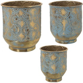 Set de pots de fleurs Alexandra House Living Vert Doré Métal (3 Pièces) de Alexandra House Living, Cache-pots - Réf : D162187...