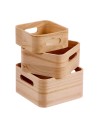 Set of Stackable Organising Boxes Caison Wood Natural 3 Pieces 18,5 x 18,5 x 10 cm | Tienda24 Tienda24.eu