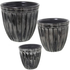 Set of Planters Alexandra House Living Black Ceramic (3 Pieces) by Alexandra House Living, Cachepots - Ref: D1621894, Price: ...