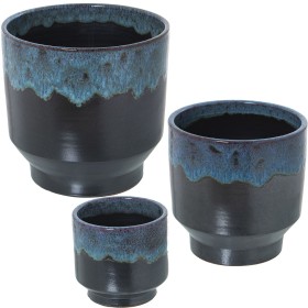 Set of Planters Alexandra House Living Blue Black Ceramic (3 Pieces) by Alexandra House Living, Cachepots - Ref: D1621897, Pr...