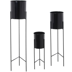 Set of Planters Alexandra House Living Black Metal With support (3 Pieces) by Alexandra House Living, Cachepots - Ref: D16219...