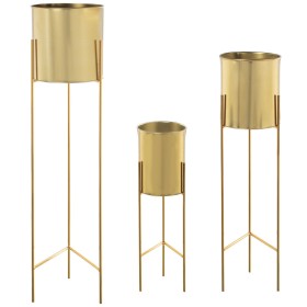 Conjunto de vasos Alexandra House Living Dourado Metal Com suporte (3 Peças) de Alexandra House Living, Vasos - Ref: D1621916...