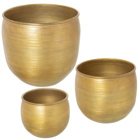 Set of Planters Alexandra House Living Golden Aluminium (3 Pieces) by Alexandra House Living, Cachepots - Ref: D1621940, Pric...