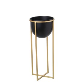 Plantador Alexandra House Living Preto Dourado Metal 21 x 21 x 50 cm Com suporte de Alexandra House Living, Vasos - Ref: D162...