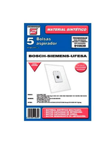 Sac de Rechange pour Aspirateur Tecnhogar 915639 (5 uds) | Tienda24 Tienda24.eu