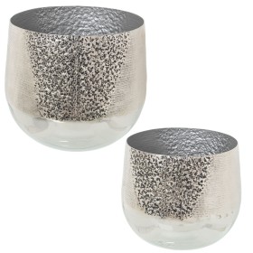 Set of Planters Alexandra House Living Silver Aluminium (2 Pieces) by Alexandra House Living, Cachepots - Ref: D1622156, Pric...