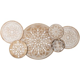 Wall Decoration Alexandra House Living White Natural Metal Circles 130 x 64 x 4,5 cm by Alexandra House Living, Sculptures - ...