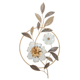 Decoração de Parede Alexandra House Living Branco Dourado Metal Flor 50 x 90 x 6 cm de Alexandra House Living, Esculturas - R...