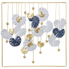 Decoração de Parede Alexandra House Living Azul Branco Metal Flor 60 x 4 x 60 cm de Alexandra House Living, Esculturas - Ref:...