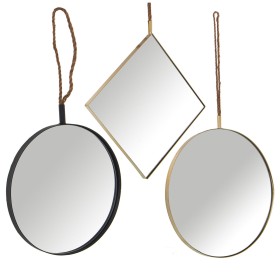 Ensemble de miroirs Alexandra House Living Doré Métal 11 x 50 x 50 cm (3 Pièces) de Alexandra House Living, Miroirs muraux - ...