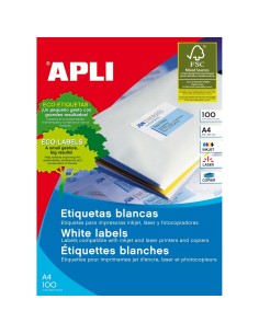 Etichette adesive Apli 1299 100 fogli 105 x 29 mm Bianco da Apli, Etichette adesive e adesivi - Ref: S8400849, Precio: €18.96...