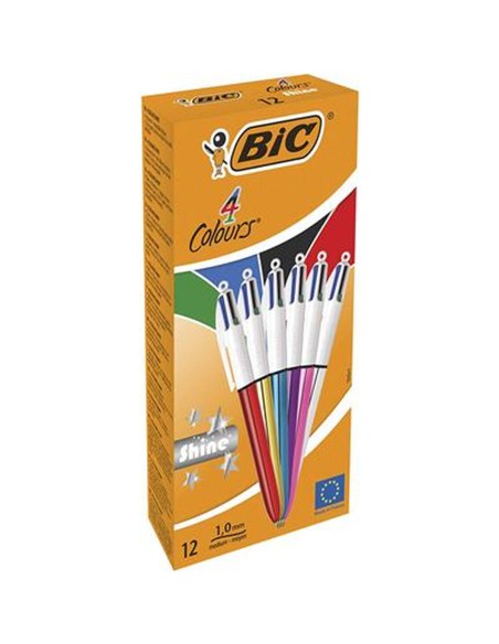 Set de Bolígrafos Bic Shine Silver Blanco Multicolor (12 Piezas) | Tienda24 Tienda24.eu