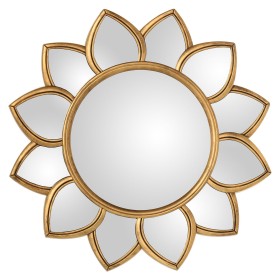 Wall mirror Alexandra House Living Golden Plastic Flower 3 x 60 x 63 cm by Alexandra House Living, Wall-Mounted Mirrors - Ref...