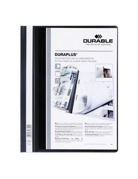 Portadocumentos Durable Duraplus Preto Transparente A4 25 Peças | Tienda24 Tienda24.eu