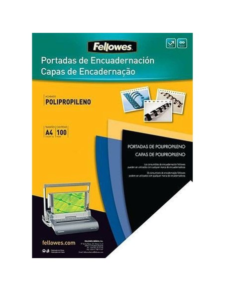 Cover Fellowes 54772 100 Units Binding Black A4 polypropylene | Tienda24 Tienda24.eu