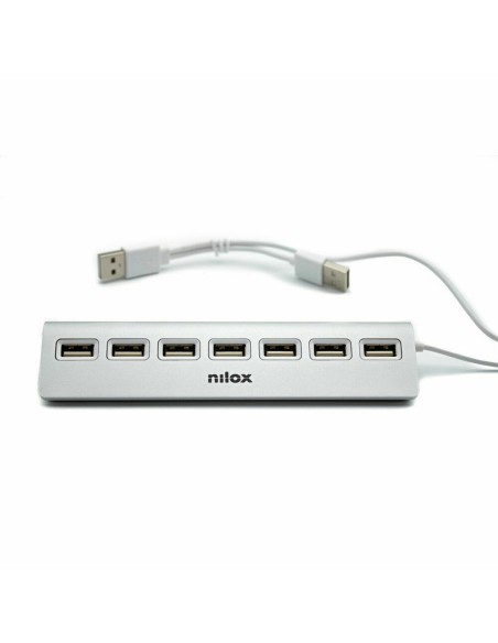 Hub USB Nilox NXHU7ALU2 Schwarz Grau | Tienda24 Tienda24.eu